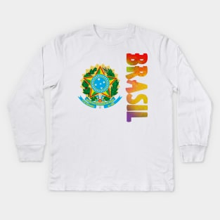 Brasil (Brazil) Coat of Arms Design Kids Long Sleeve T-Shirt